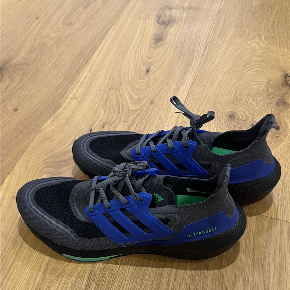 Adidas Black and Blue Athletic Shoes with Modern Design